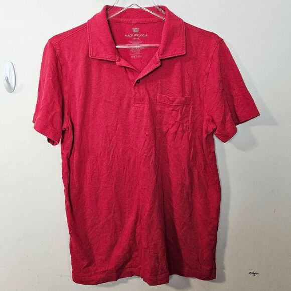 Mack Weldon Vesper Short Sleeve Polo Shirt Mens Red Size Large - Picture 1 of 4